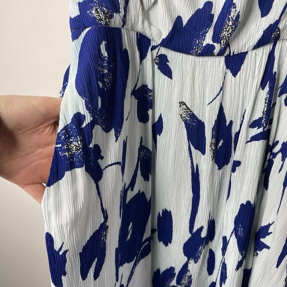 JASON WU Midi Dress Women 6 Blue Floral Tie Strap Blouson Pockets - Picture 6 of 12